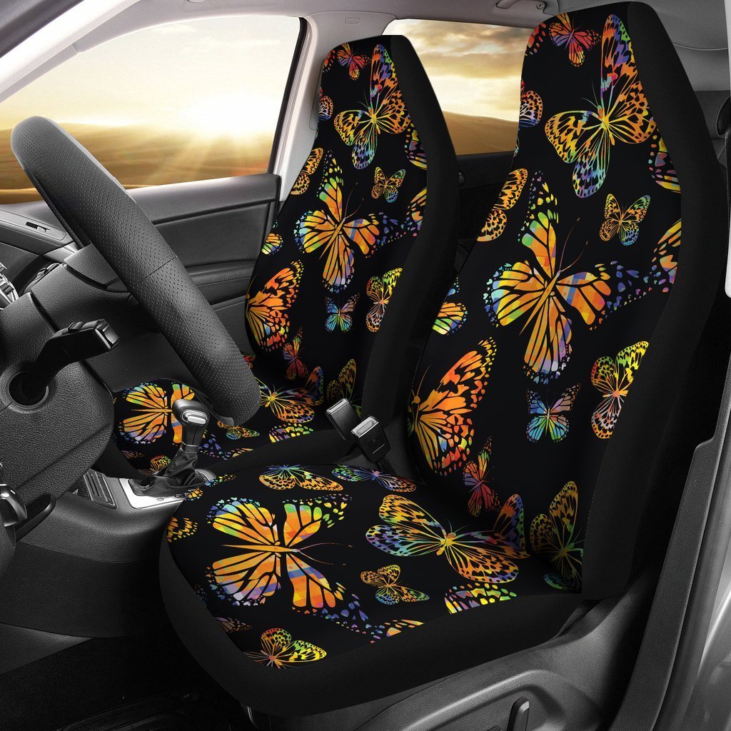 Butterfly Neon Color Print Pattern Car Seat Covers Set 2 Pc, Car Accessories Car Mats Covers Butterfly Neon Color Print Pattern Car Seat Covers Set 2 Pc, Car Accessories Car Mats Covers - Vegamart.com