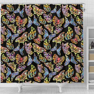 Butterfly Water Color Rainbow Shower Curtain