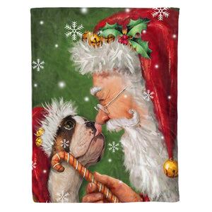 Bulldog Smile With Santa Claus Christmas Snow And Sticks Merry Xmas Gorgeous Fleece Blanket, Custom Blankets Bulldog Smile With Santa Claus Christmas Snow And Sticks Merry Xmas Gorgeous Fleece Blanket, Custom Blankets - Vegamart.com