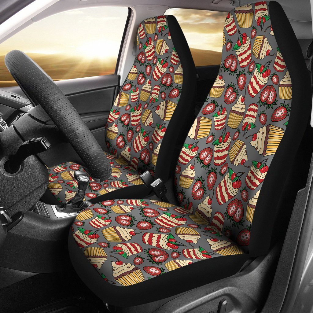Cake Strawberry Pattern Print Seat Cover Car Seat Covers Set 2 Pc, Car Accessories Car Mats Cake Strawberry Pattern Print Seat Cover Car Seat Covers Set 2 Pc, Car Accessories Car Mats - Vegamart.com