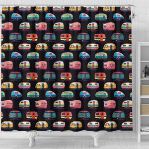 Camper Camping Pattern Shower Curtain