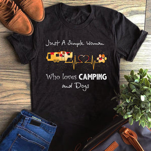 Just A Simple Woman Who Loves Camping & Dogs T-Shirt Custom T Shirts Printing Just A Simple Woman Who Loves Camping & Dogs T-Shirt Custom T Shirts Printing - Vegamart.com