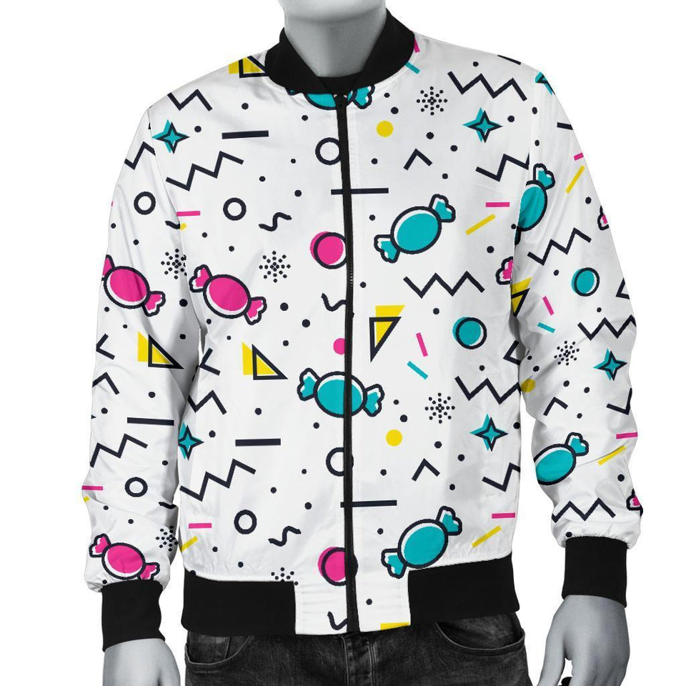 Candy Print Pattern Men Casual Bomber Jacket
