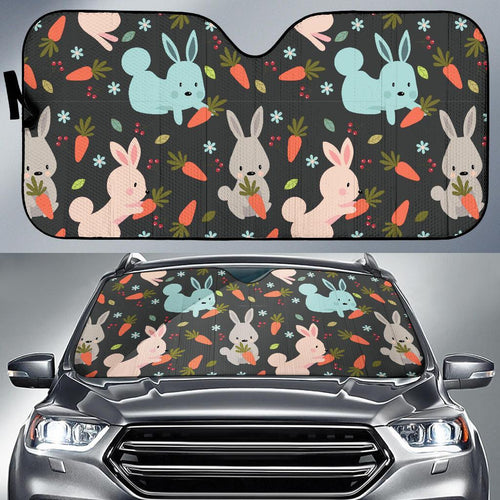 Carrot Rabbit Bunny Pattern Print Car Sun Shade