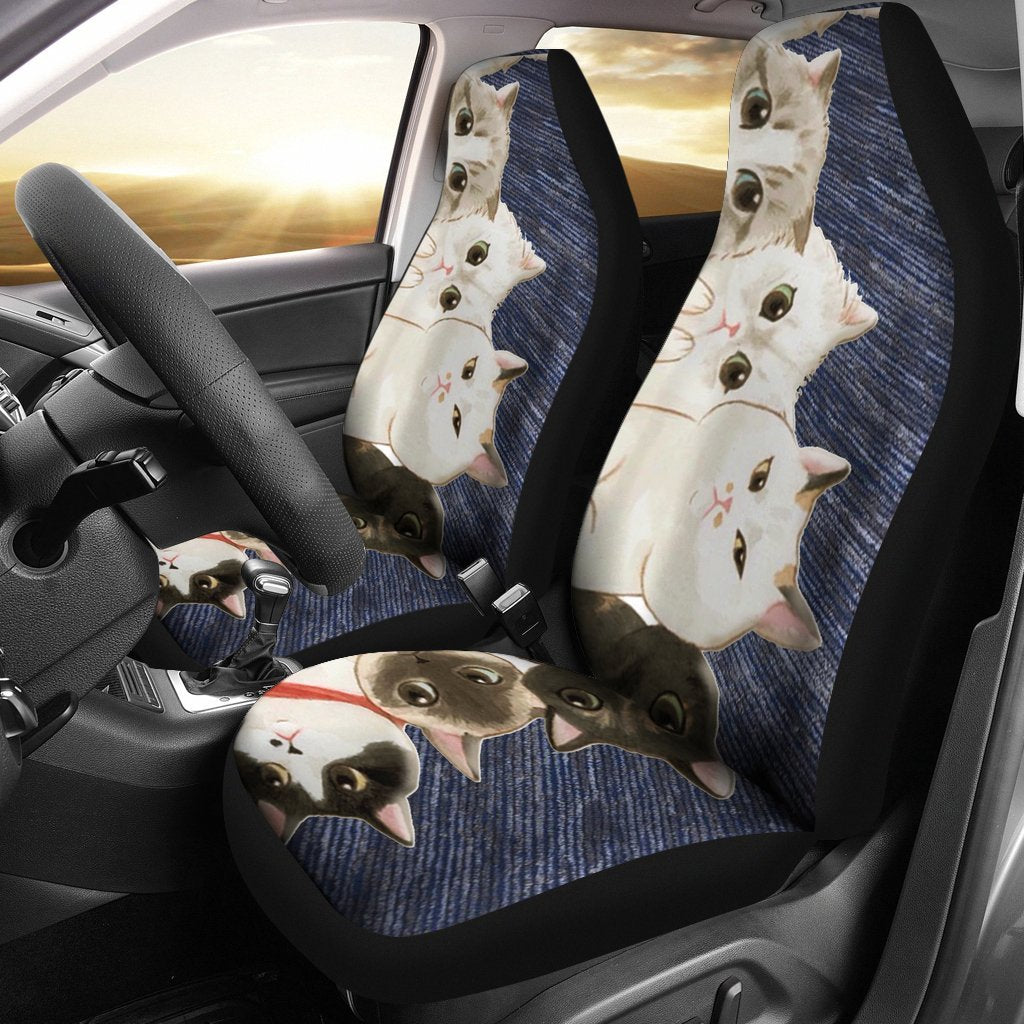 Cats - Blue Pattern Seat Cover Car Seat Covers Set 2 Pc, Car Accessories Car Mats Cats - Blue Pattern Seat Cover Car Seat Covers Set 2 Pc, Car Accessories Car Mats - Vegamart.com