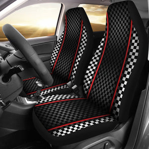 Checkered Flag Red Line Style Car Seat Covers Set 2 Pc, Car Accessories Car Mats Covers Checkered Flag Red Line Style Car Seat Covers Set 2 Pc, Car Accessories Car Mats Covers - Vegamart.com