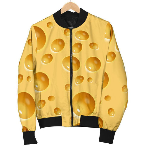 Cheese Surface Pattern Print Men Casual Bomber Jacket