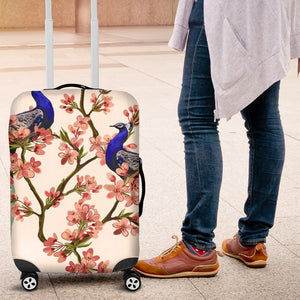 Cherry Blossom Peacock Luggage Cover Protector