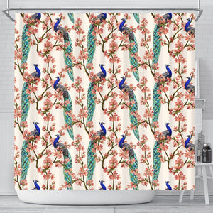 Cherry Blossom Peacock Shower Curtain
