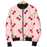 Cherry Pink Pattern Print Men Casual Bomber Jacket