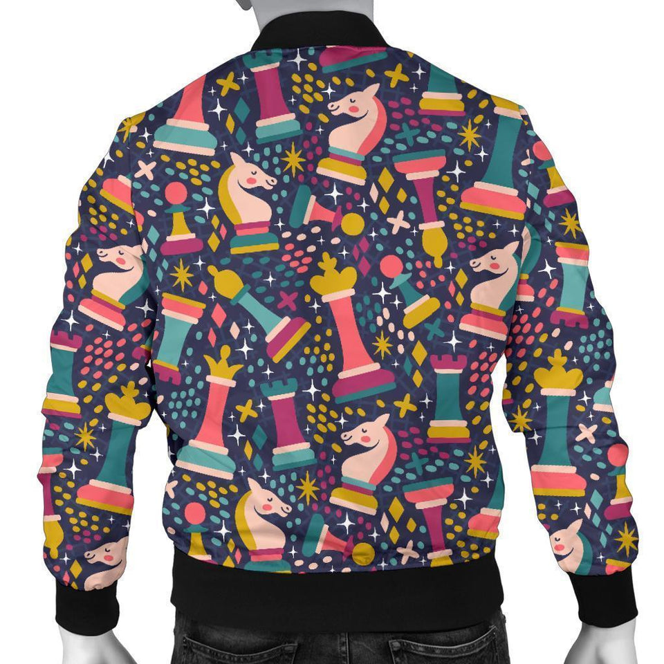 Chess Colorful Pattern Print Men Casual Bomber Jacket