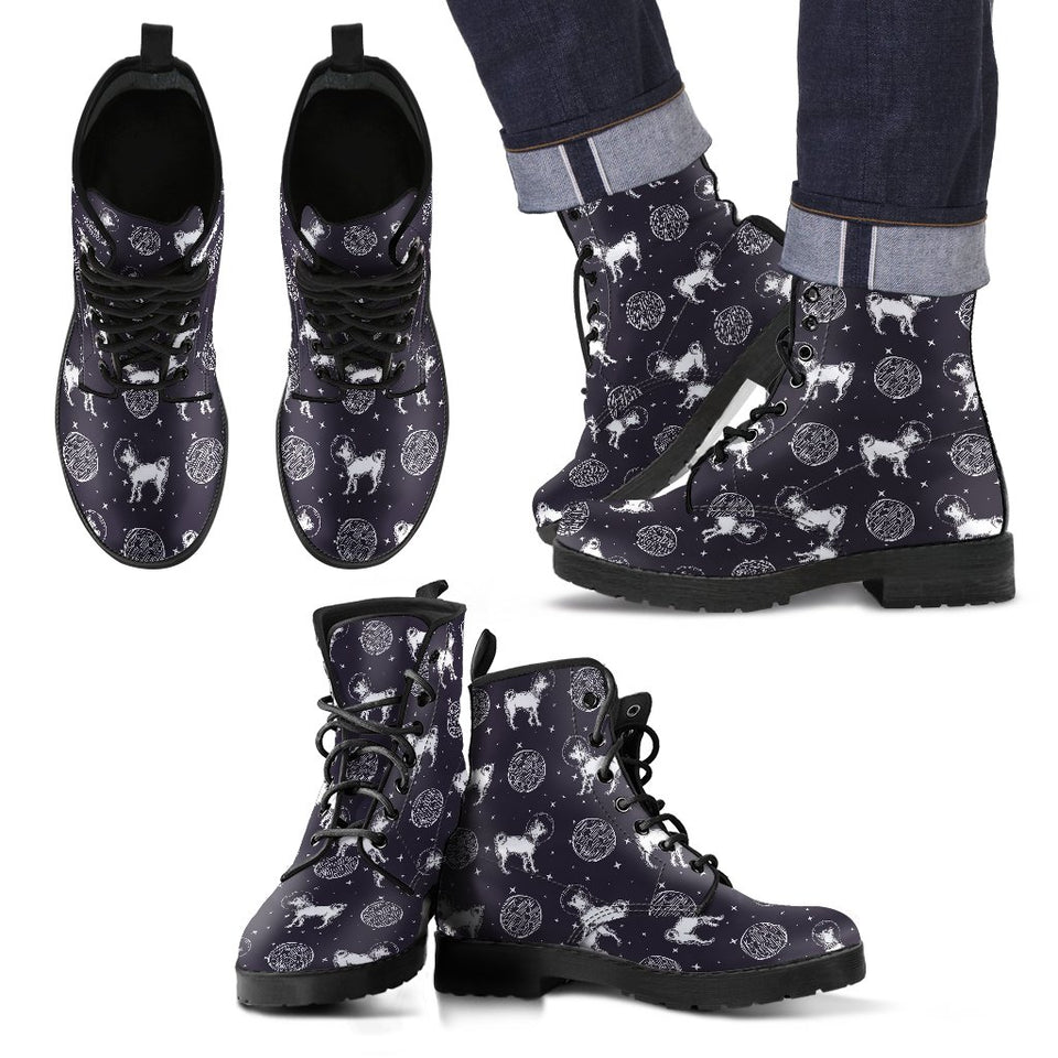 Chihuahua Space Pattern Print Men Women Leather Boots