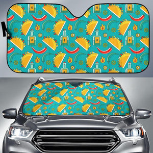 Chilli Taco Pattern Print Car Sun Shade