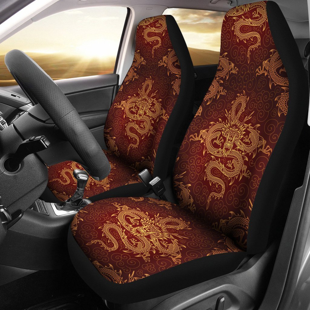 Chinese Dragons Gold Design Car Seat Covers Set 2 Pc, Car Accessories Car Mats Covers Chinese Dragons Gold Design Car Seat Covers Set 2 Pc, Car Accessories Car Mats Covers - Vegamart.com