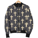 Christian Cross Pattern Print Men Casual Bomber Jacket