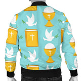 Christian Dove Pattern Print Men Casual Bomber Jacket