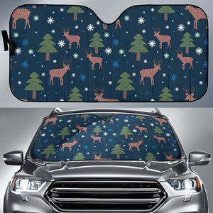Christmas Tree Moose Pattern Print Car Sun Shade