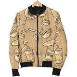 Coffee Pattern Print Men Casual Bomber Jacket