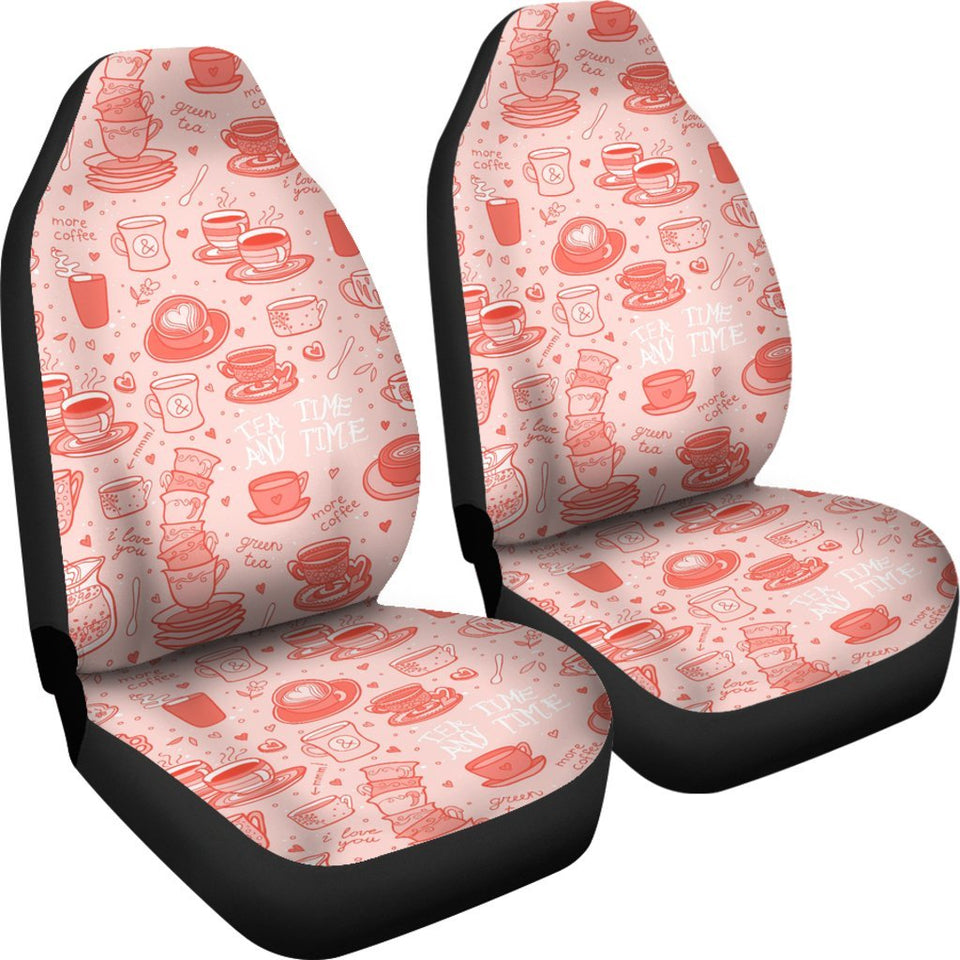 Coffee Pink Pattern Print Seat Cover Car Seat Covers Set 2 Pc, Car Accessories Car Mats Coffee Pink Pattern Print Seat Cover Car Seat Covers Set 2 Pc, Car Accessories Car Mats - Vegamart.com