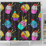 Colorful Cupcake Pattern Shower Curtain