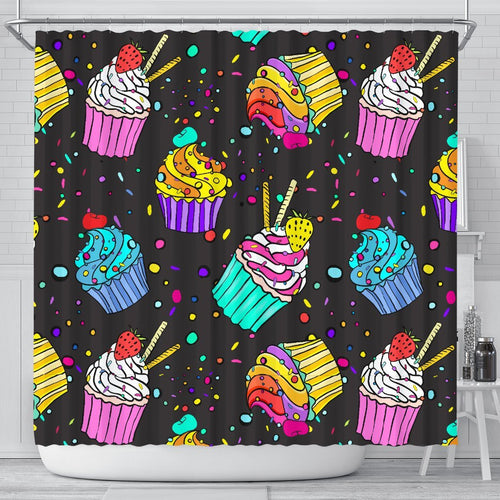 Colorful Cupcake Pattern Shower Curtain