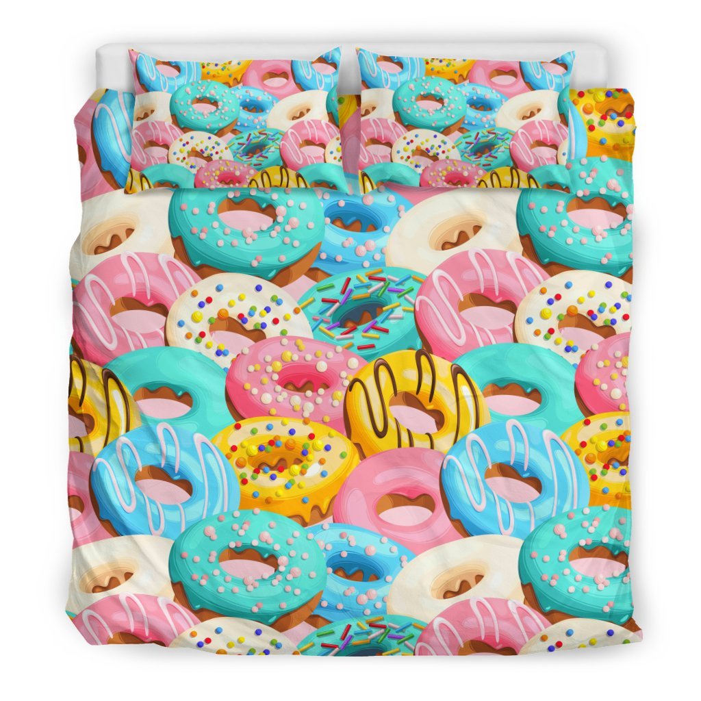 Colorful Donut Pattern Print Duvet Cover Bedding Set
