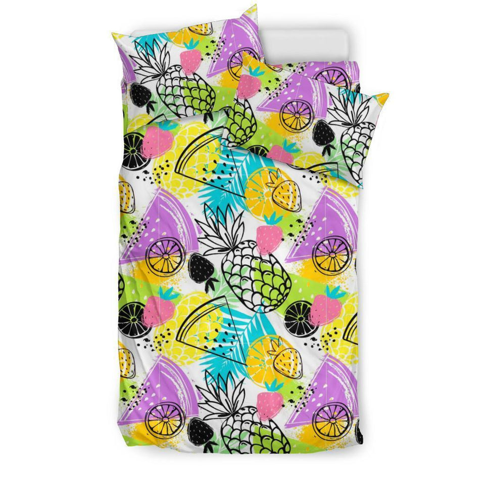 Colorful Drawing Pineapple Bedding Set