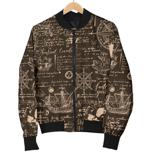 Compass Map Pattern Print Men Casual Bomber Jacket