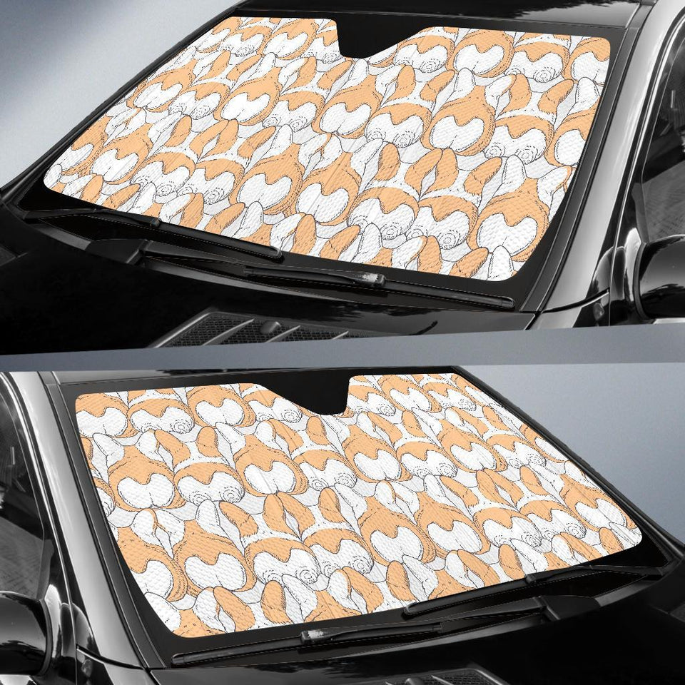 Corgi Butt Pattern Print Car Sun Shade