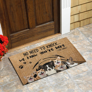 No Need To Knock... Corgi Doormat Floor Mat Door Mat For Indoor Or Outdoor Use, Utility Mat For Entryway, Home Gym