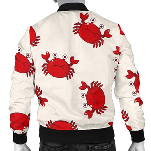 Crab Cartoon Pattern Print Men Casual Bomber Jacket