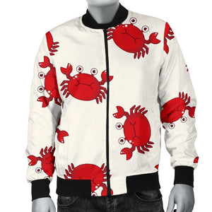 Crab Cartoon Pattern Print Men Casual Bomber Jacket