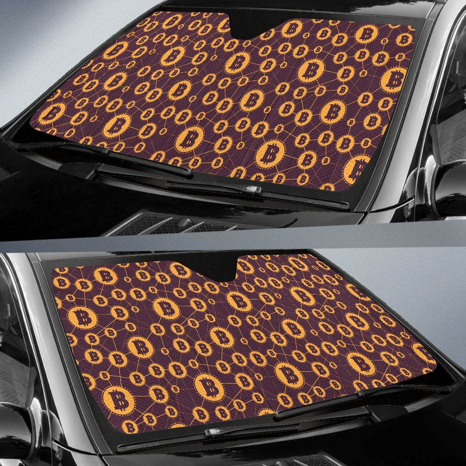 Cryptocurrency Bitcoin Pattern Print Car Sun Shade