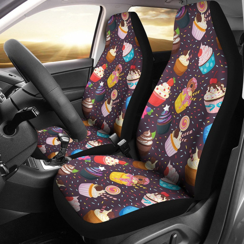 Cupcakes Party Print Pattern Car Seat Covers Set 2 Pc, Car Accessories Car Mats Covers Cupcakes Party Print Pattern Car Seat Covers Set 2 Pc, Car Accessories Car Mats Covers - Vegamart.com
