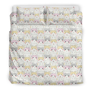 Cute Hamster Pattern Print Duvet Cover Bedding Set