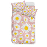 Cute Pink Daisy Pattern Print Duvet Cover Bedding Set