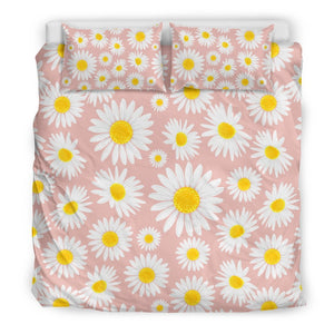 Cute Pink Daisy Pattern Print Duvet Cover Bedding Set