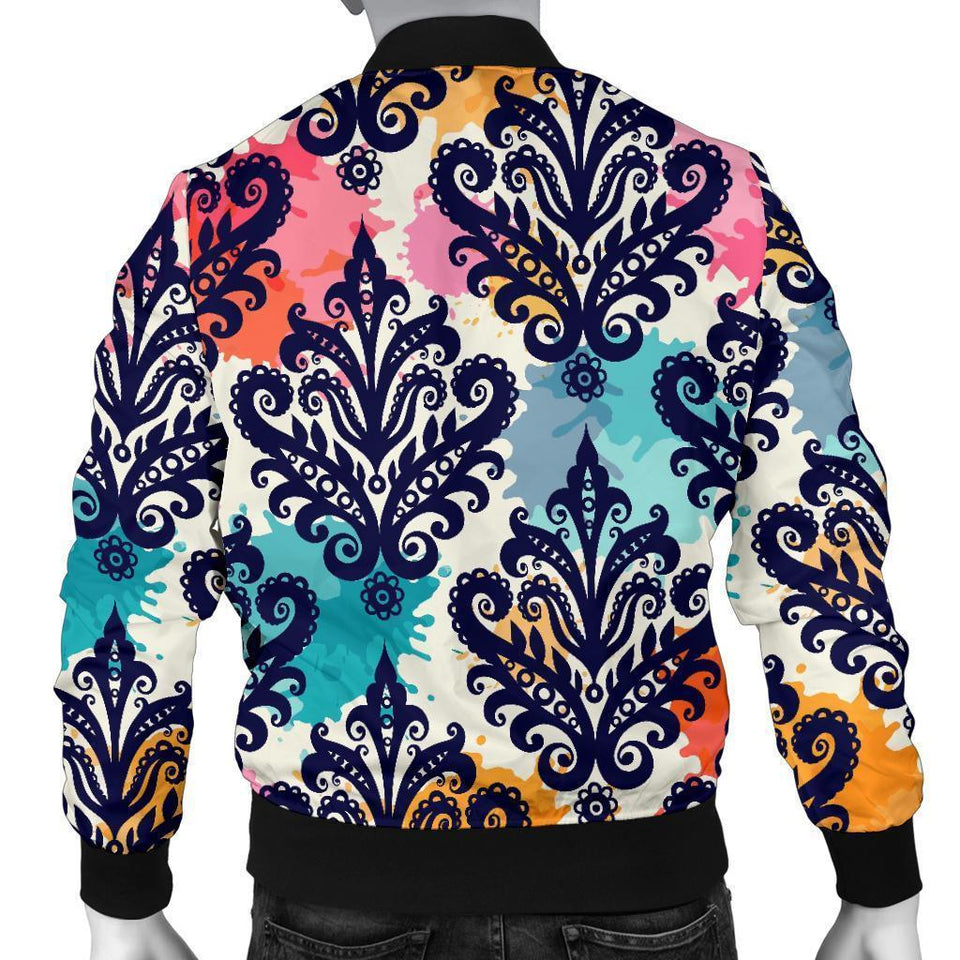 Damask Colorful Pattern Print Men Casual Bomber Jacket