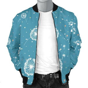 Dandelion Blue Pattern Print Men Casual Bomber Jacket
