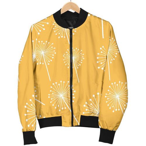 Dandelion Yellow Pattern Print Men Casual Bomber Jacket