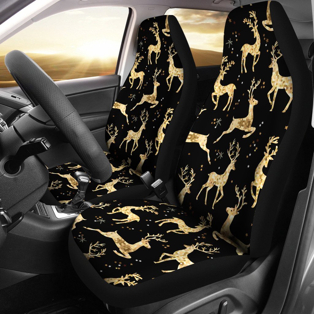 Deer Gold Pattern Car Seat Covers Set 2 Pc, Car Accessories Car Mats Covers Deer Gold Pattern Car Seat Covers Set 2 Pc, Car Accessories Car Mats Covers - Vegamart.com