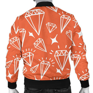 Diamond Orange Print Pattern Men Casual Bomber Jacket
