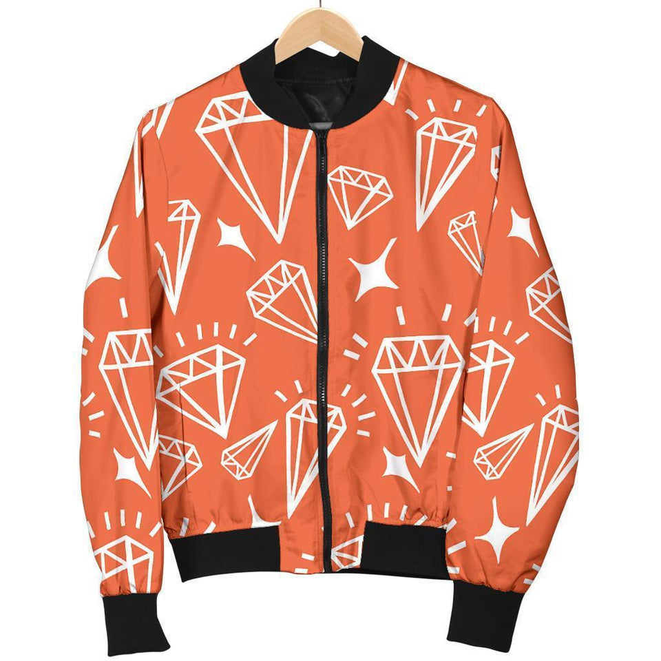 Diamond Orange Print Pattern Men Casual Bomber Jacket