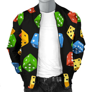 Dice Colorful Pattern Print Men Casual Bomber Jacket