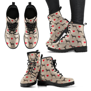 Doberman Dog Pattern Print Men Women Leather Boots