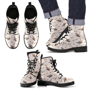 Dog Basset Hound Pattern Print Men Women Leather Boots