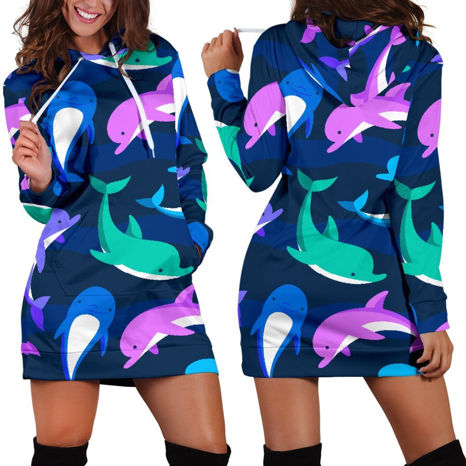 Dolphin Baby Hoodie Dress 3D Style Women All Over Print Dolphin Baby Hoodie Dress 3D Style Women All Over Print - Vegamart.com