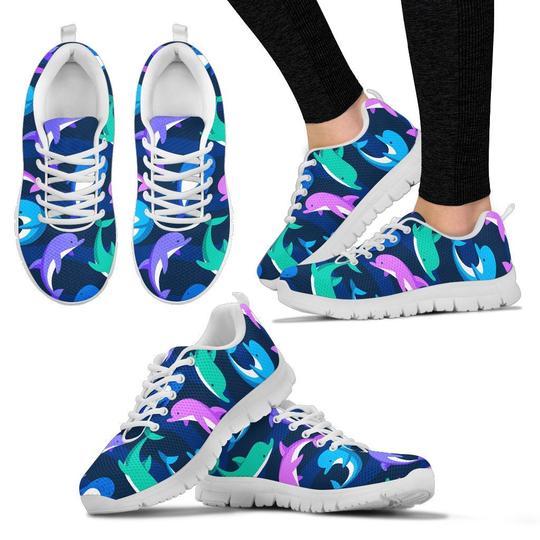 Dolphin Baby White Sneakers Shoes For Women, Men Dolphin Baby White Sneakers Shoes For Women, Men - Vegamart.com
