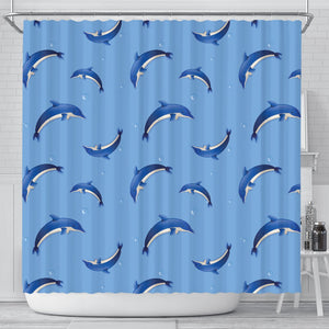 Dolphin Blue Print Shower Curtain