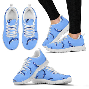 Dolphin Blue Print White Sneakers Shoes For Women, Men Dolphin Blue Print White Sneakers Shoes For Women, Men - Vegamart.com